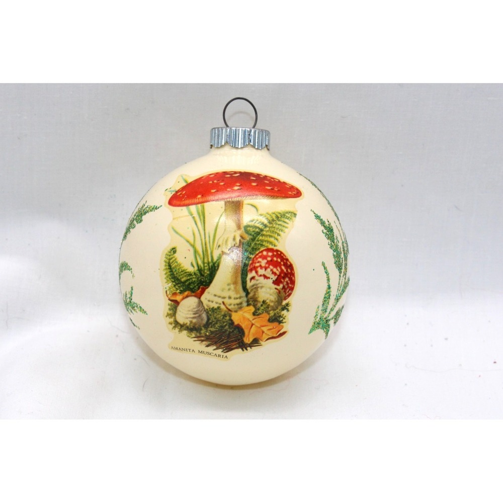 VTG MUSHROOM Glass Christmas Ornament 2.5" by Shiny Brite
